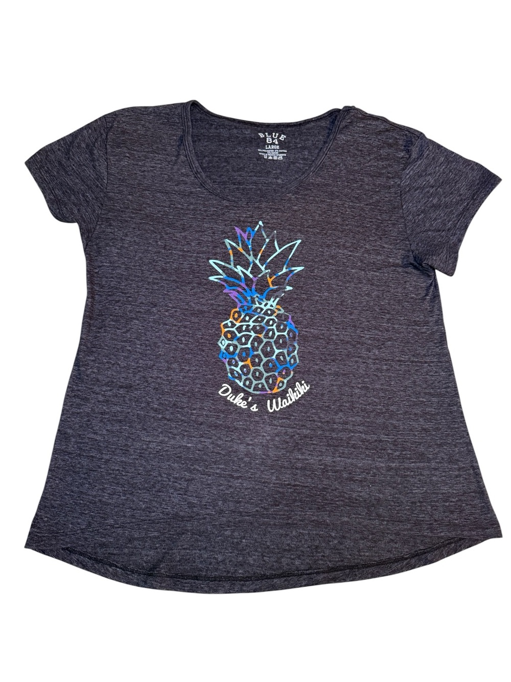 Blue 84 Charcoal Short-Sleeve Pineapple Graphic Tee Size Large